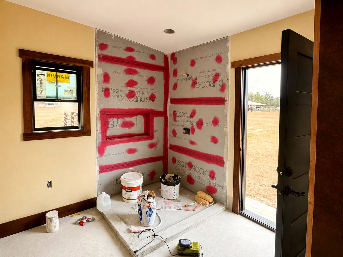 Cement board shower prep