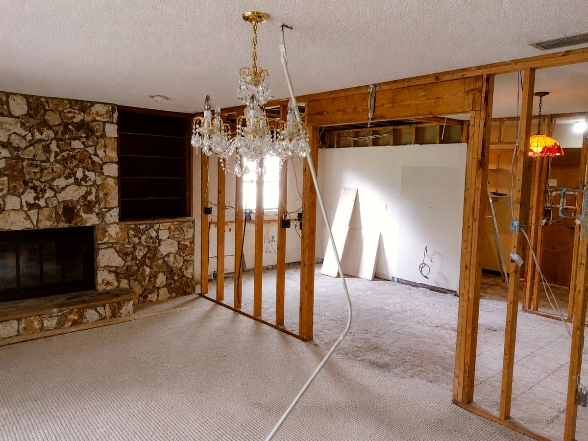 Wall opened up between kitchen and dining room